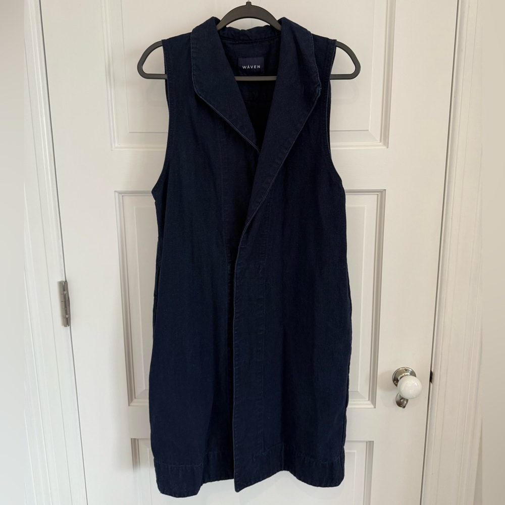 Waven long denim Vest. Never worn. NWOT.
